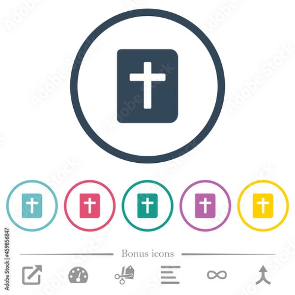 Obraz Holy bible flat color icons in round outlines