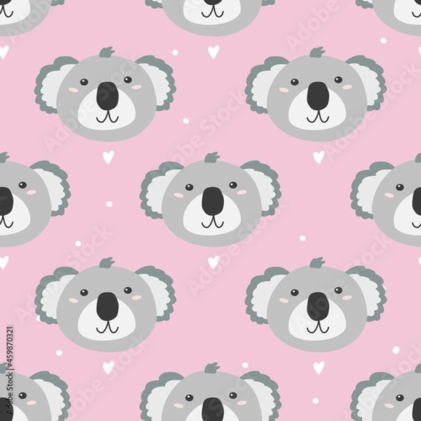 Fototapeta Sweet koala seamless pattern. Kids vector background.