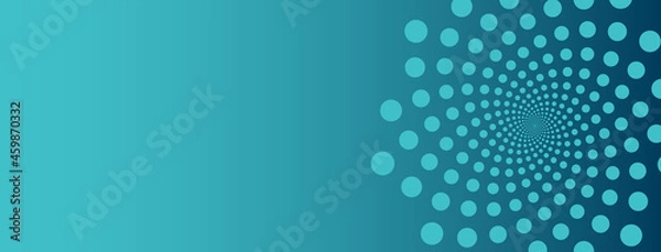 Obraz Minimal abstract green blue background template with golden ratio elements. Geometric website header or banner design with spiral circle fibonacci pattern.