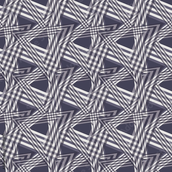 Fototapeta Modern seamless geometric vector texture with overlapping layered triangles in contrasting colours. Elegant abstract pattern for fashion fabrics, home decor and wallpaper.