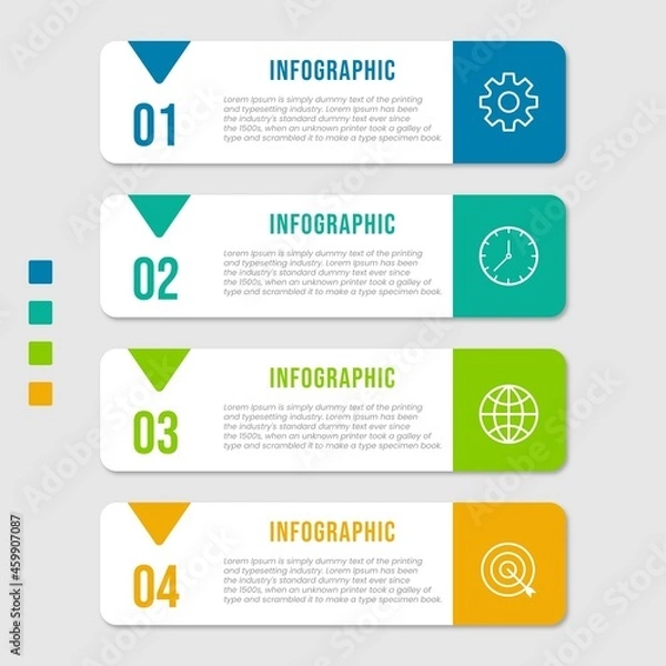 Fototapeta Business process infographic template. Thin line design with numbers 4 options or steps. Vector illustration graphic design
