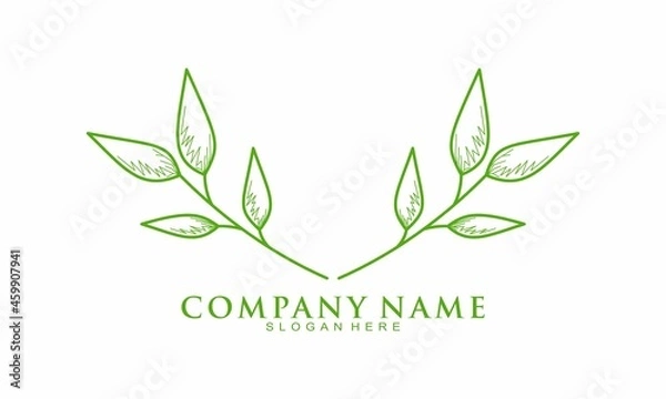Fototapeta Elegant aesthetic leaf vector logo