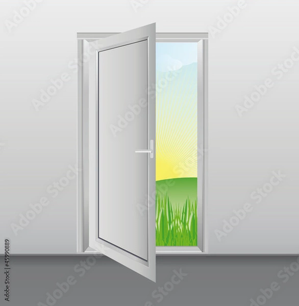 Obraz white door and landscape