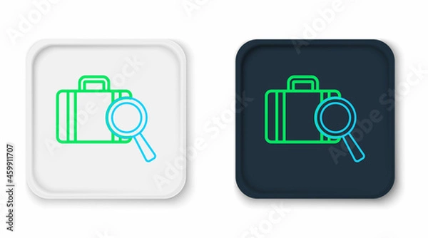 Fototapeta Line Airline service of finding lost baggage icon isolated on white background. Search luggage. Colorful outline concept. Vector