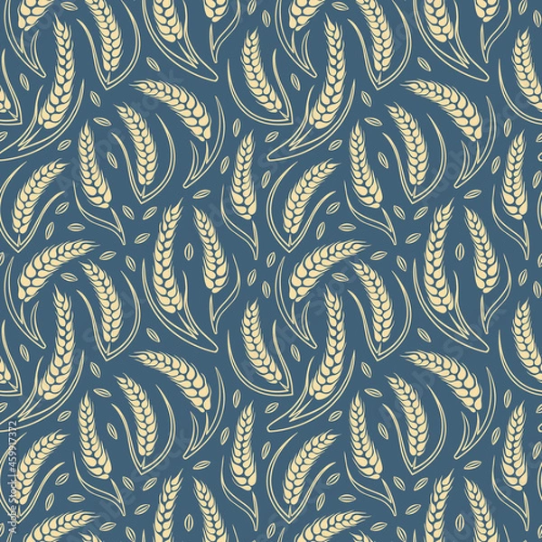 Obraz Cereal seamless pattern. Hand drawn wheat background. Vector illustration.