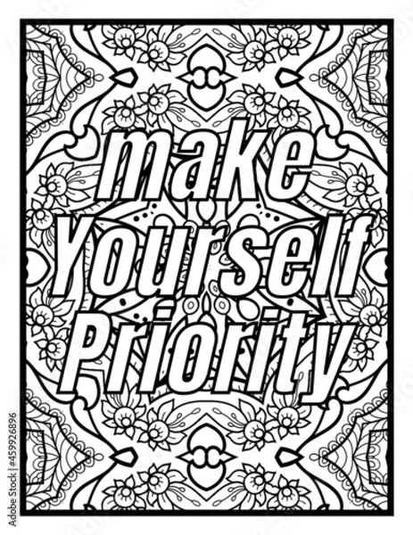 Obraz Relaxing coloring book for adults, pattern motivational and inspirational sayings for adults illustration