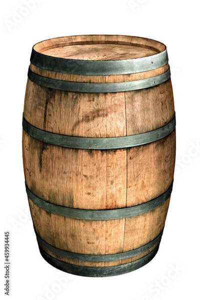 Obraz large wooden barrel isolated on white background