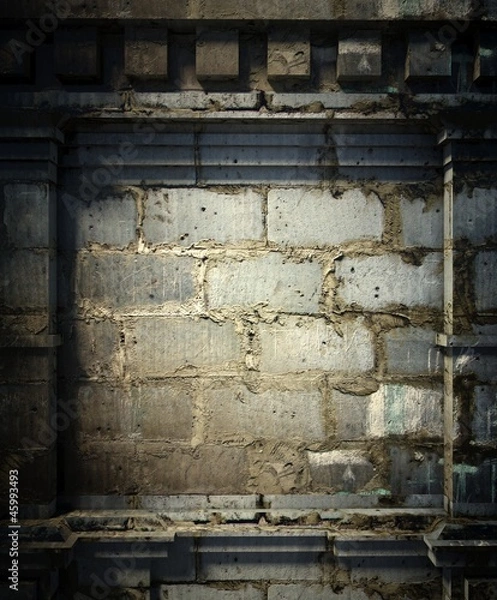 Fototapeta 3d brick wall, antique architecture background