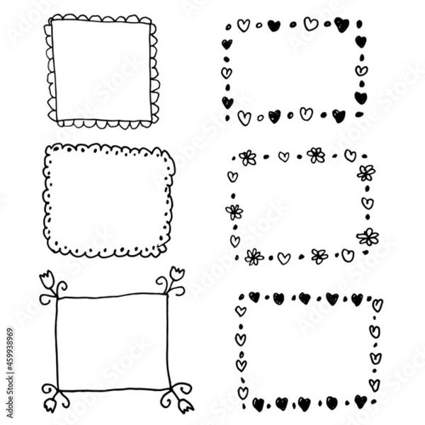 Fototapeta Vector hand drawn vintage set of frames