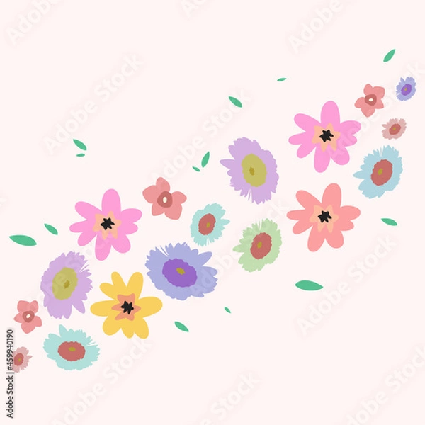 Obraz Background with cartoon flowers. Vector illustration.