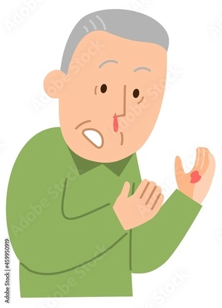 Fototapeta 鼻血が出て驚いている男性②