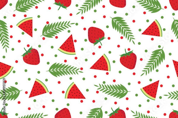 Obraz Watermelon strawberry seamless pattern vector