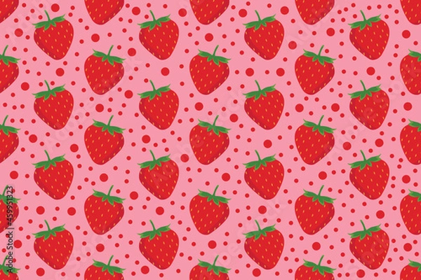 Fototapeta Strawberry with dots seamless pattern
