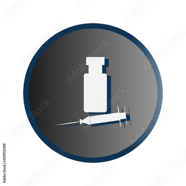 Fototapeta vector medical icon for pandemic vaccine ampoule and syringe. Image of covid-19 vaccine and syringe. Illustration of antiviral vaccine.
