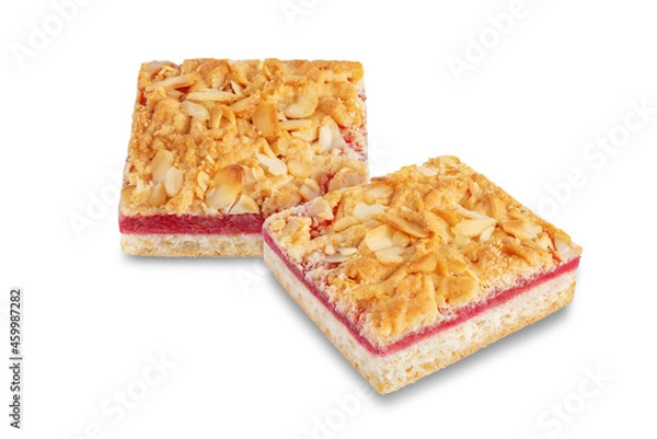 Obraz Sweet shortbread cookies with berry jam on a white isolated background