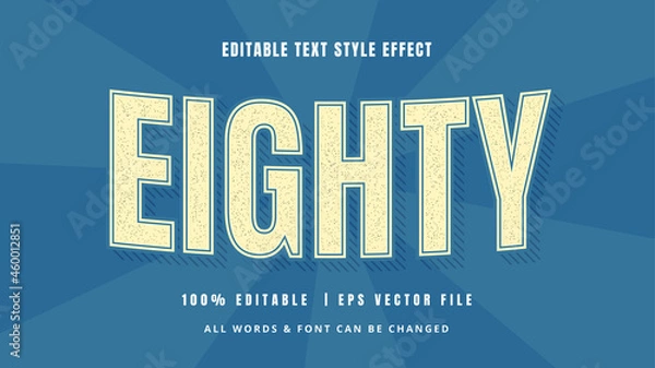 Fototapeta Eighty Vintage Retro 3d Text Style Effect. Editable illustrator text style.