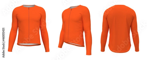 Obraz Blank cycling jersey mockup in front, side and back, 3d rendering, 3d illustration