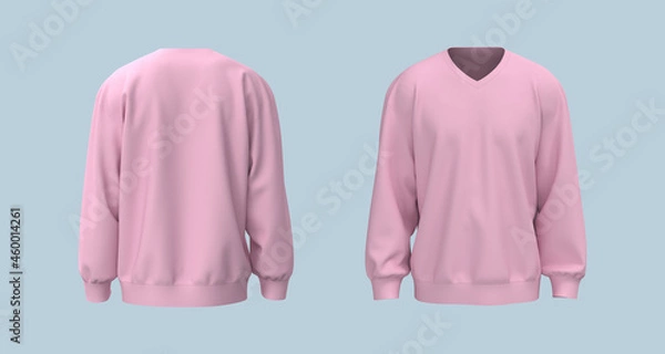 Fototapeta Oversized sweatshirt mock up in front, and back views. 3d rendering, 3d illustration