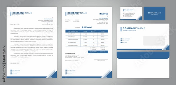 Obraz Set of Invoice, letterhead, card and envelope design