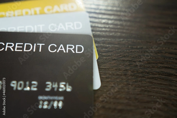 Fototapeta Close-up image of credit cards with selective focus.	