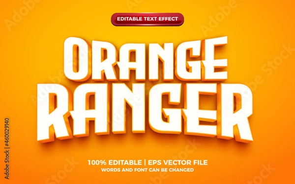 Fototapeta orange ranger gold 3d cartoon hero editable text effect