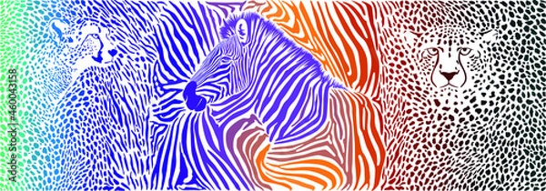 Obraz Animals color background - pattern with zebra and cheetahs motif