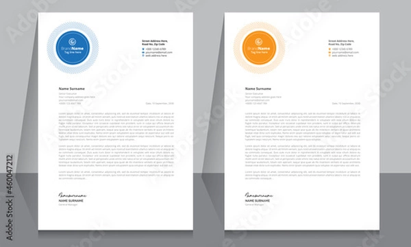 Fototapeta Letterhead format template, business style letterhead design template. Company letterhead template designs. Letterhead,  vector Template.