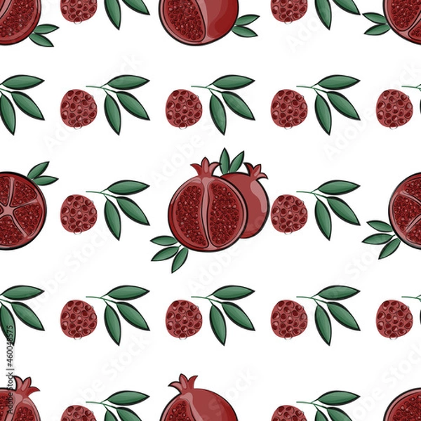 Obraz fruit pomegranate seamless pattern fabric textile print vector illustration