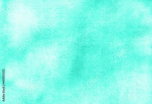 Fototapeta Abstract pastel watercolor hand painted background texture. aquarelle abstract emerald backdrop. horizontal template