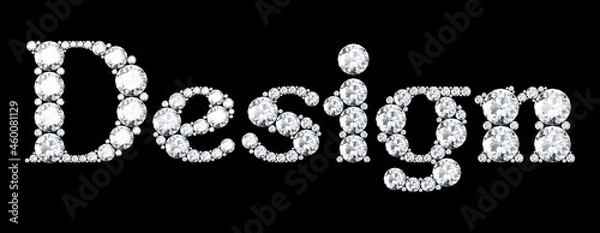 Fototapeta Design word made of diamonds letters with on black background.3d rendering