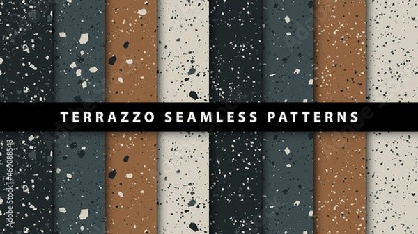 Obraz Set of terrazzo style seamless patterns. Premium Vector