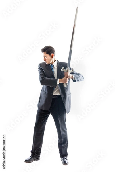 Obraz Businessman with long sword