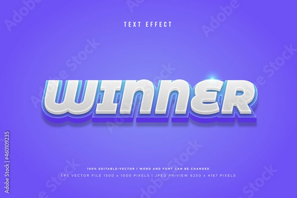Obraz Winner 3d text effect on purple background