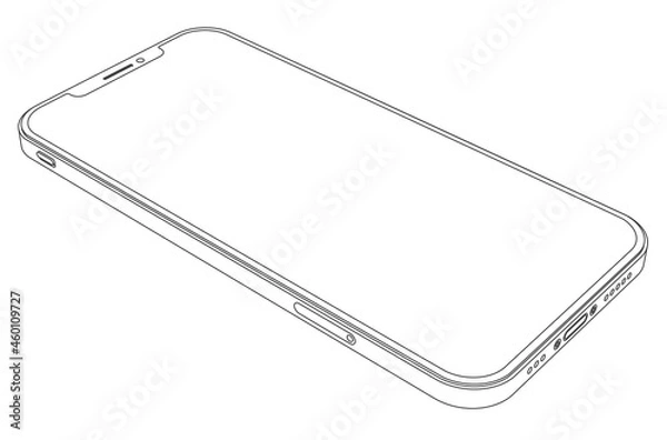 Fototapeta Vector modern mobile phone line art