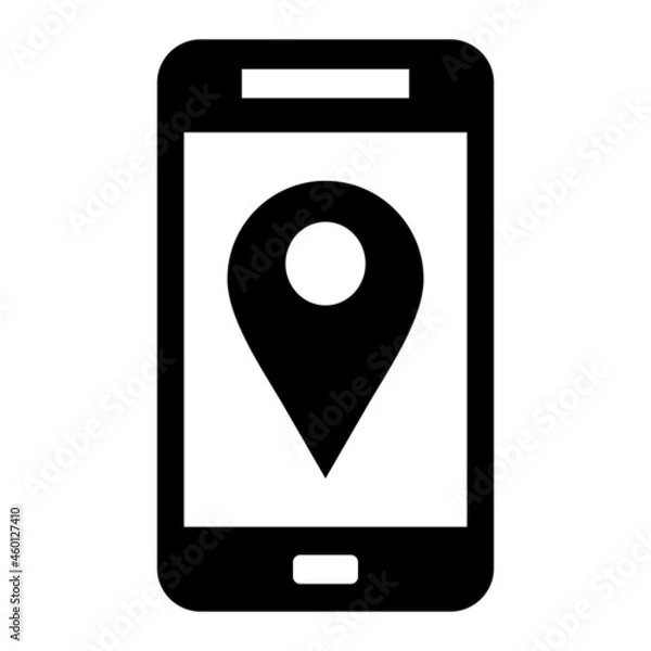Fototapeta Vector Mobile Map Glyph Icon Design