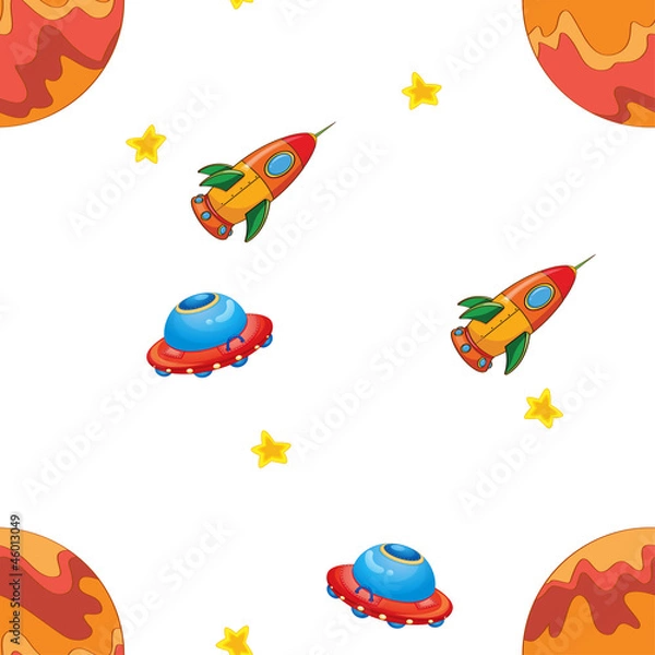 Fototapeta space shuttle and flying saucers