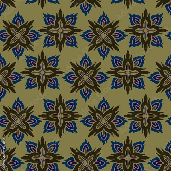 Fototapeta Modern seamless stylized design with abstract calligraphic lines in flower shape