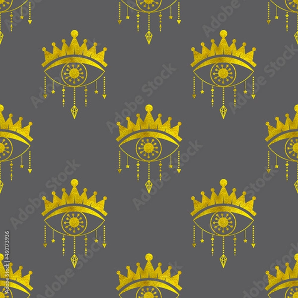 Obraz Esoteric golden eyes. Abstract seamless pattern.