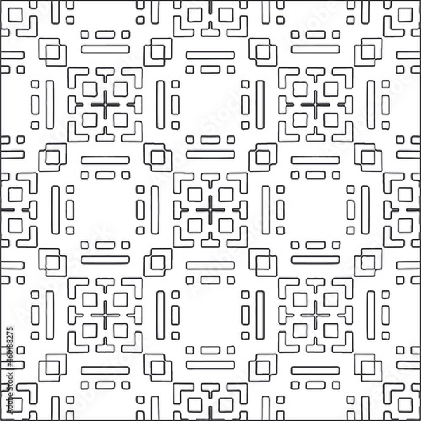 Obraz Vector pattern with symmetrical elements . Repeating geometric tiles from striped elements.Monochrome stylish texture.Black and white pattern for wallpapers and backgrounds. 