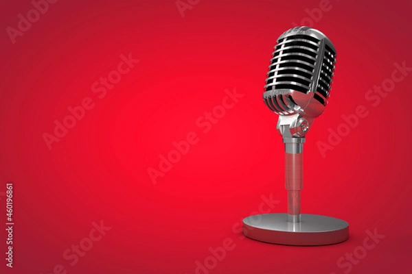Fototapeta Professional microphone with color background, podcast or recording studio background, 3d illustration