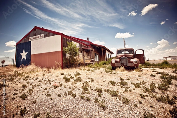Obraz Abandoned restaraunt on route 66 road in USA