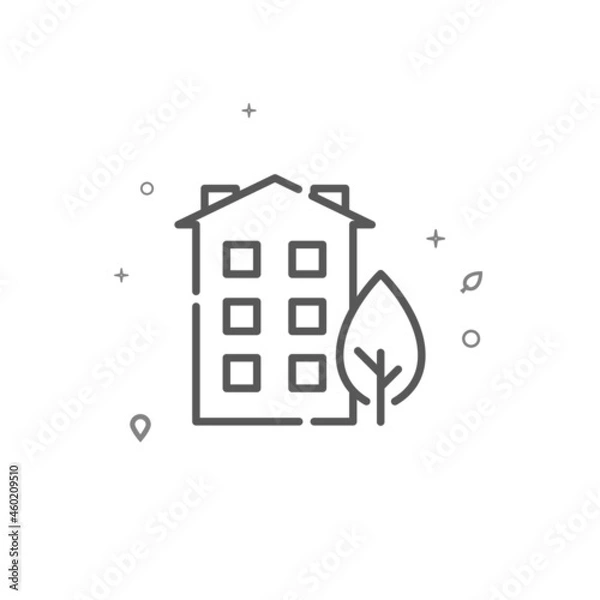 Fototapeta Tenement house vector line icon. Building symbol, pictogram, sign isolated on white background. Editable stroke