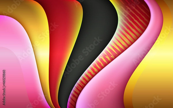 Fototapeta Dynamic yellow elements with dark red gradient shapes geometric futuristic composition for poster, social media template, cover, annual report, business report