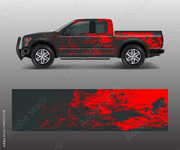 Fototapeta Abstract modern graphic design for truck and vehicle wrap and branding stickers