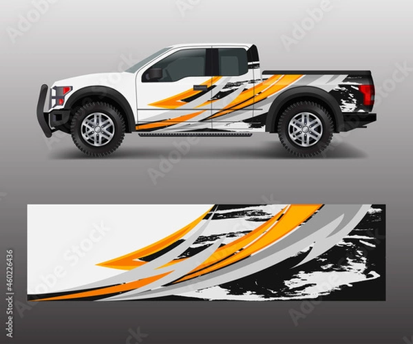Fototapeta Abstract modern graphic design for truck and vehicle wrap and branding stickers