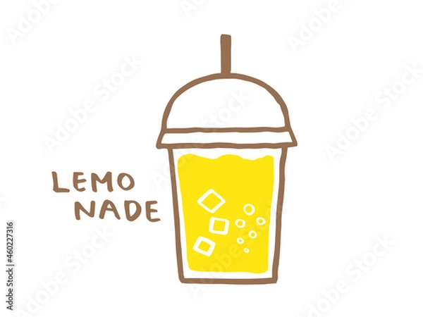 Fototapeta かわいいレモネードとLEMONADEの文字／手書き文字イラスト
