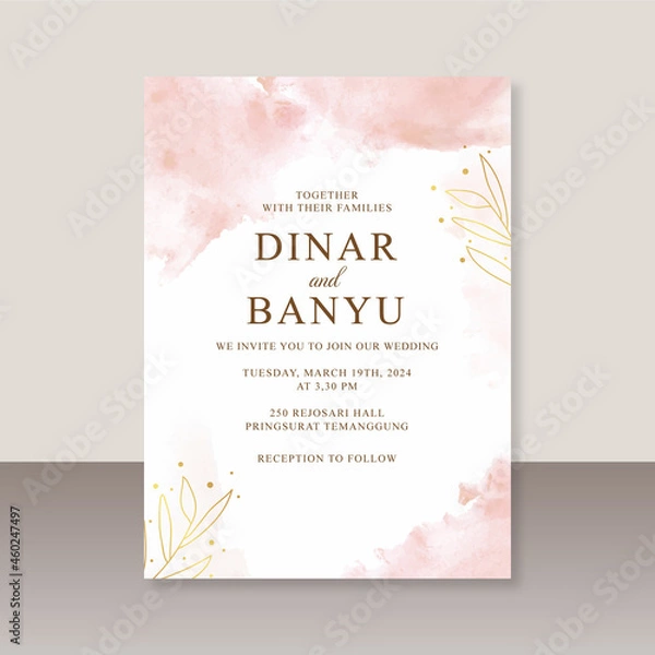 Obraz wedding card template with watercolor splash