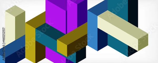Fototapeta Abstract background. 3d cubes, cubic elements and blocks. Techno or business concept for wallpaper, banner, background, landing page