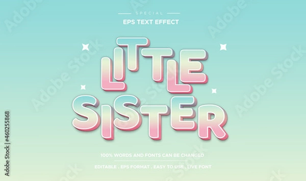 Fototapeta Editable text effect little sister style