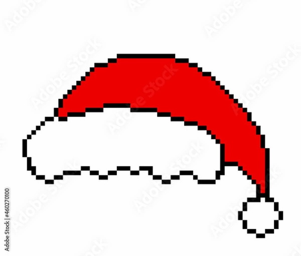 Obraz Santa's little Red riding hood. Christmas red hat 8 bits. A festive video game accessory .New Year's clothes.